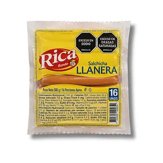 Salchicha Llanera Rica 16 Unds 500gr